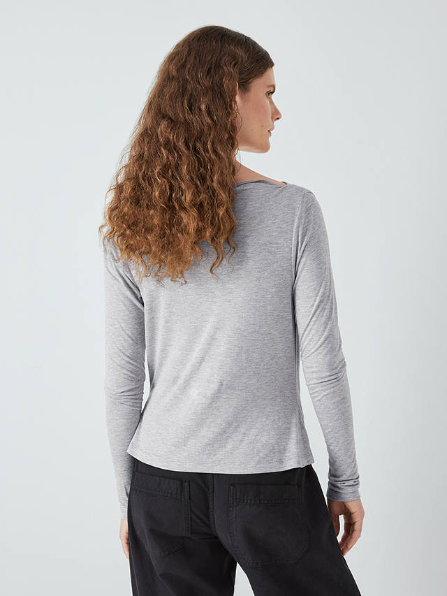 AND/OR Raine Plain Ruched Top, Light Grey Marl