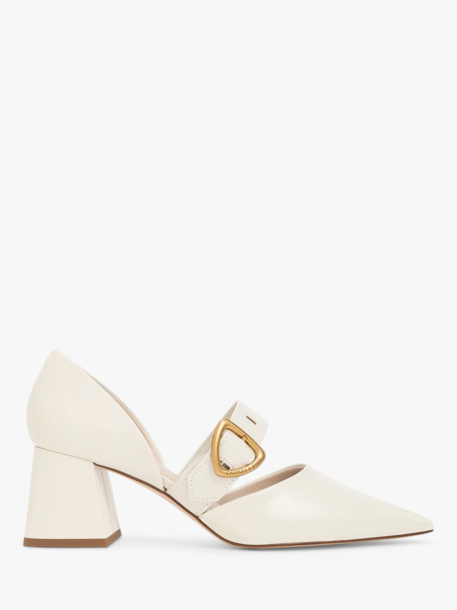 CHARLES & KEITH Sepphe Trapeze Block Shoes, Cream at John Lewis & Partners