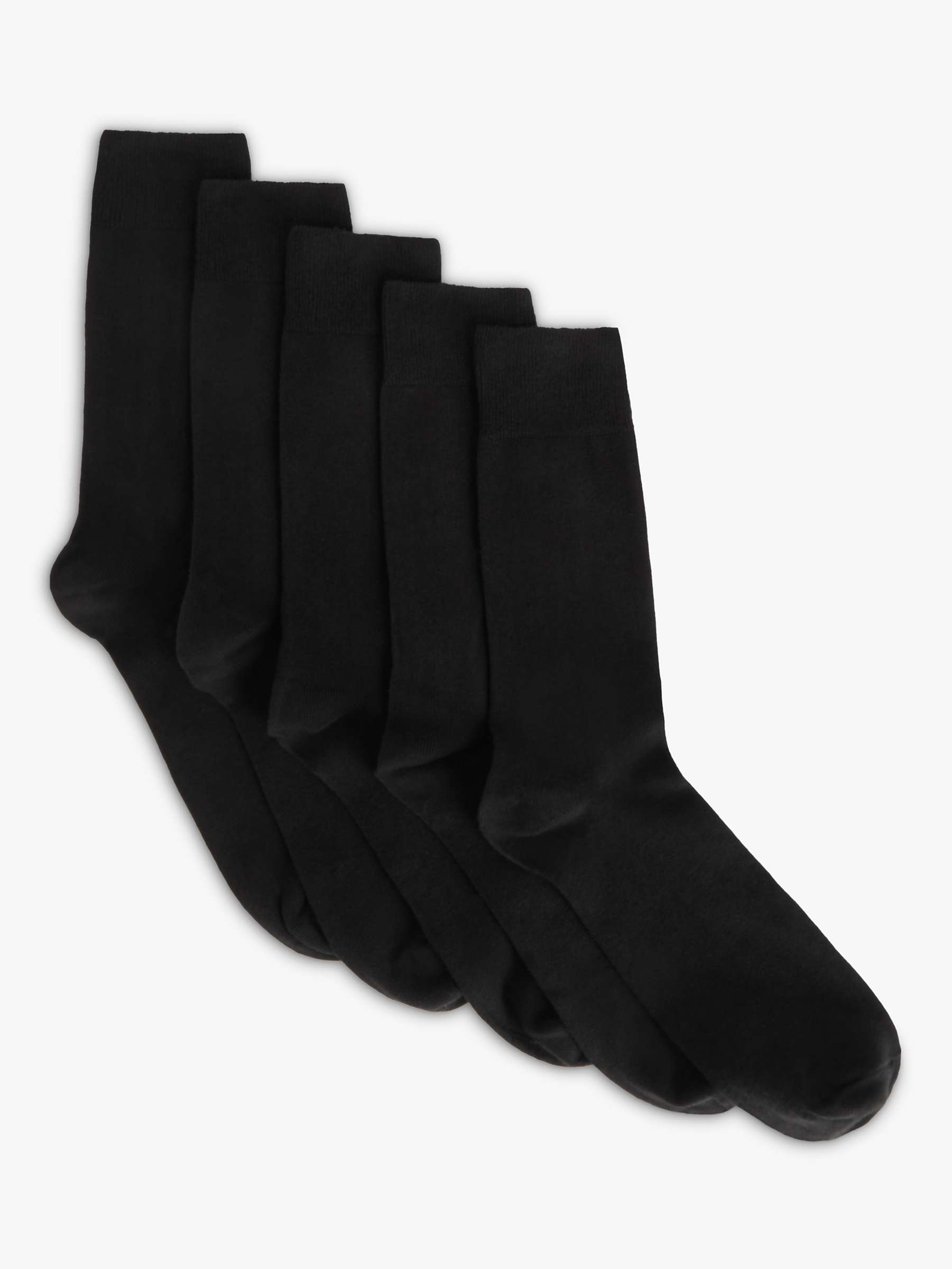 Buy John Lewis ANYDAY Cotton Rich Plain Socks, Pack of 5, Black Online at johnlewis.com