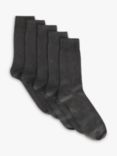 John Lewis ANYDAY Cotton Rich Plain Men's Socks, Pack of 5, Grey Charcoal