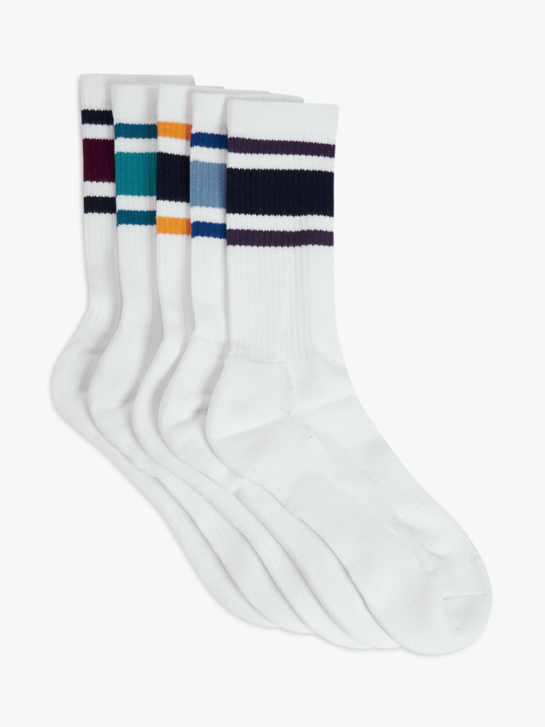 Men's White Striped Cotton Tube Socks by Soxfords