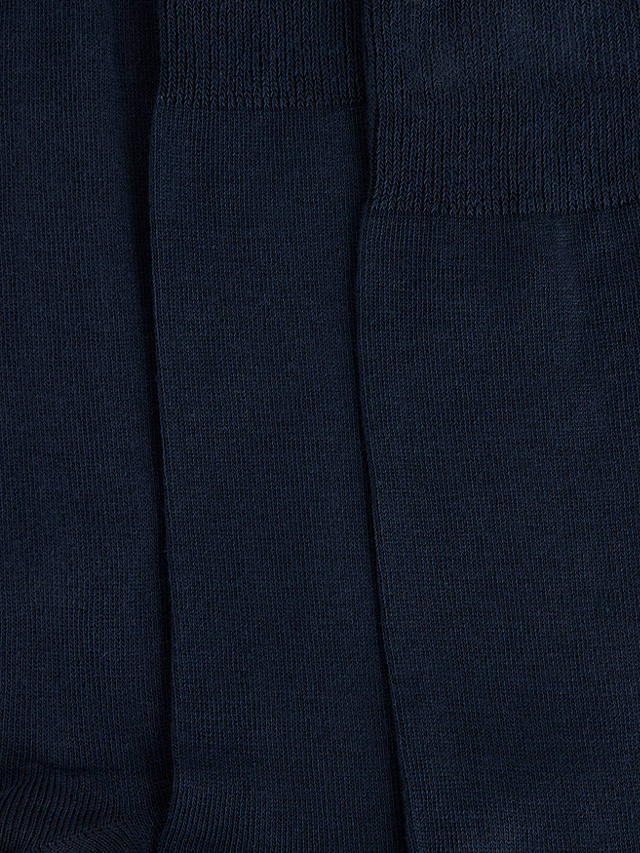 John Lewis ANYDAY Cotton Rich Plain Men's Socks, Pack of 5, Blue Navy