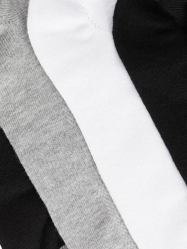 John Lewis ANYDAY Plain Trainer Liner Socks, Pack of 5, Black/White/Grey