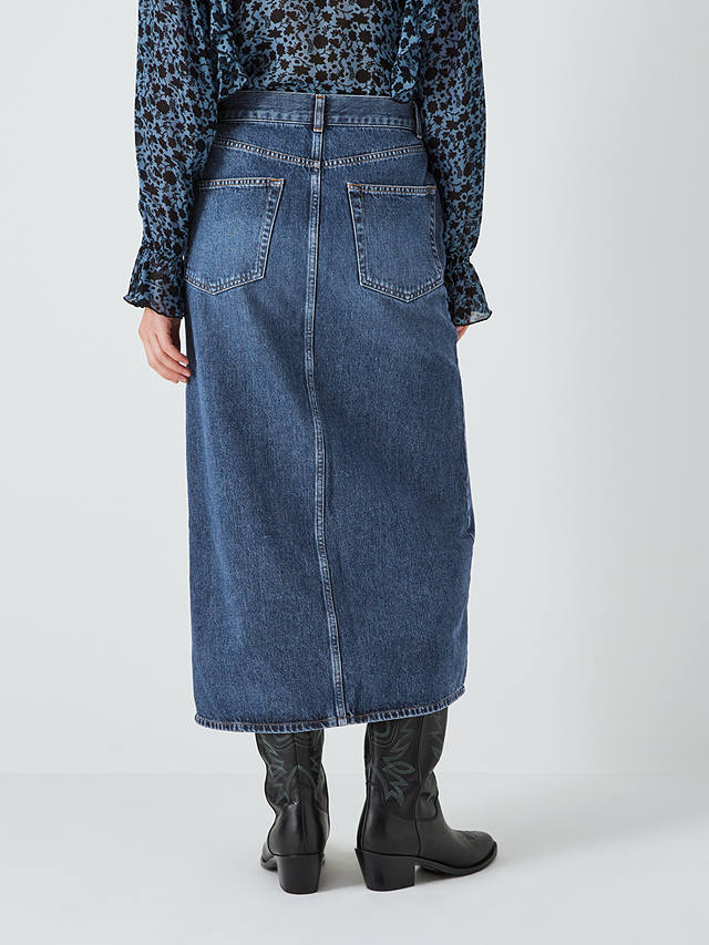 AND/OR Mimi Denim Midi Skirt, Dark Blue Wash