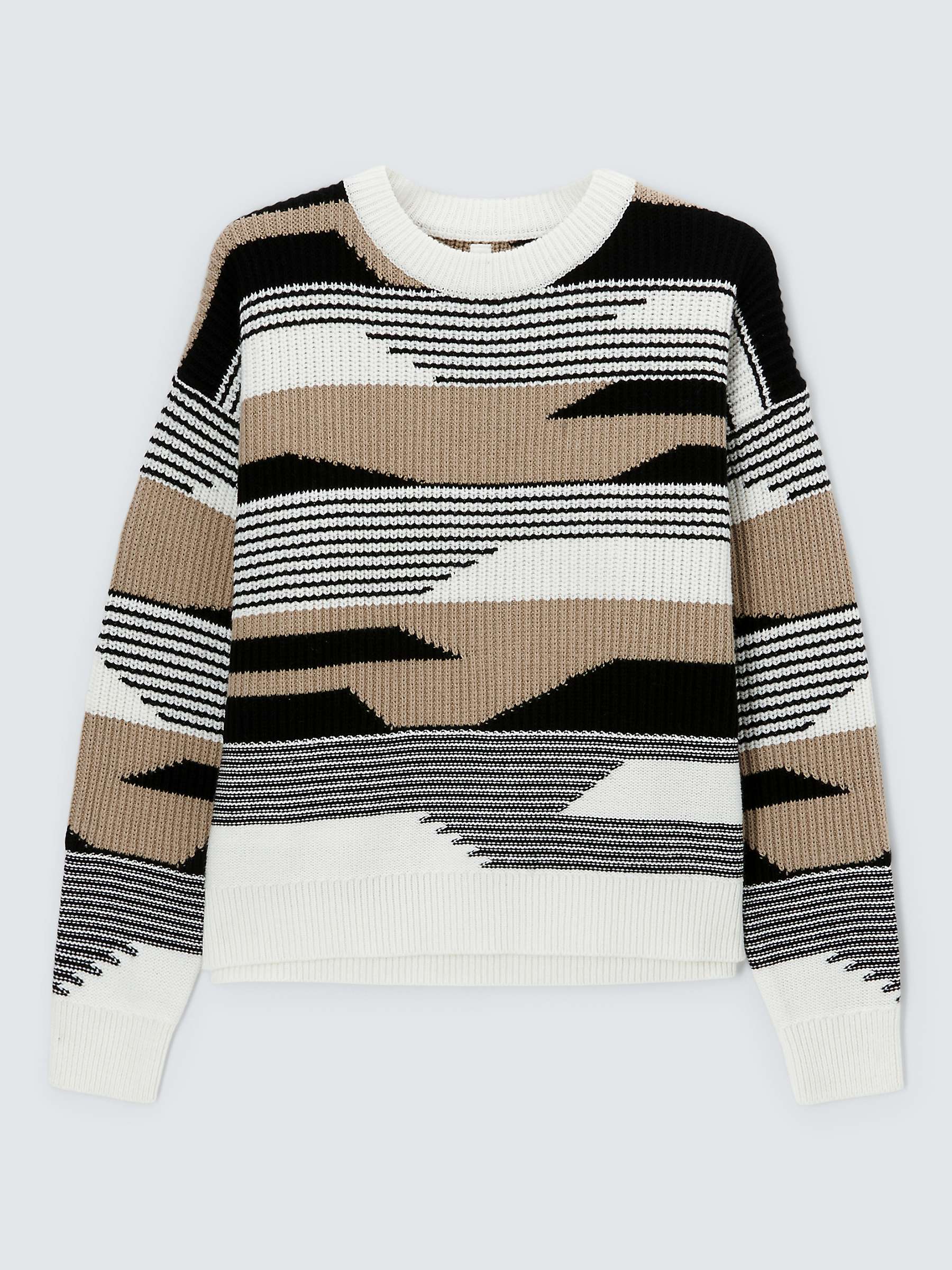 Buy AND/OR Bonnie Abstract Stripe Wool Blend Jumper, Cream/Black Online at johnlewis.com