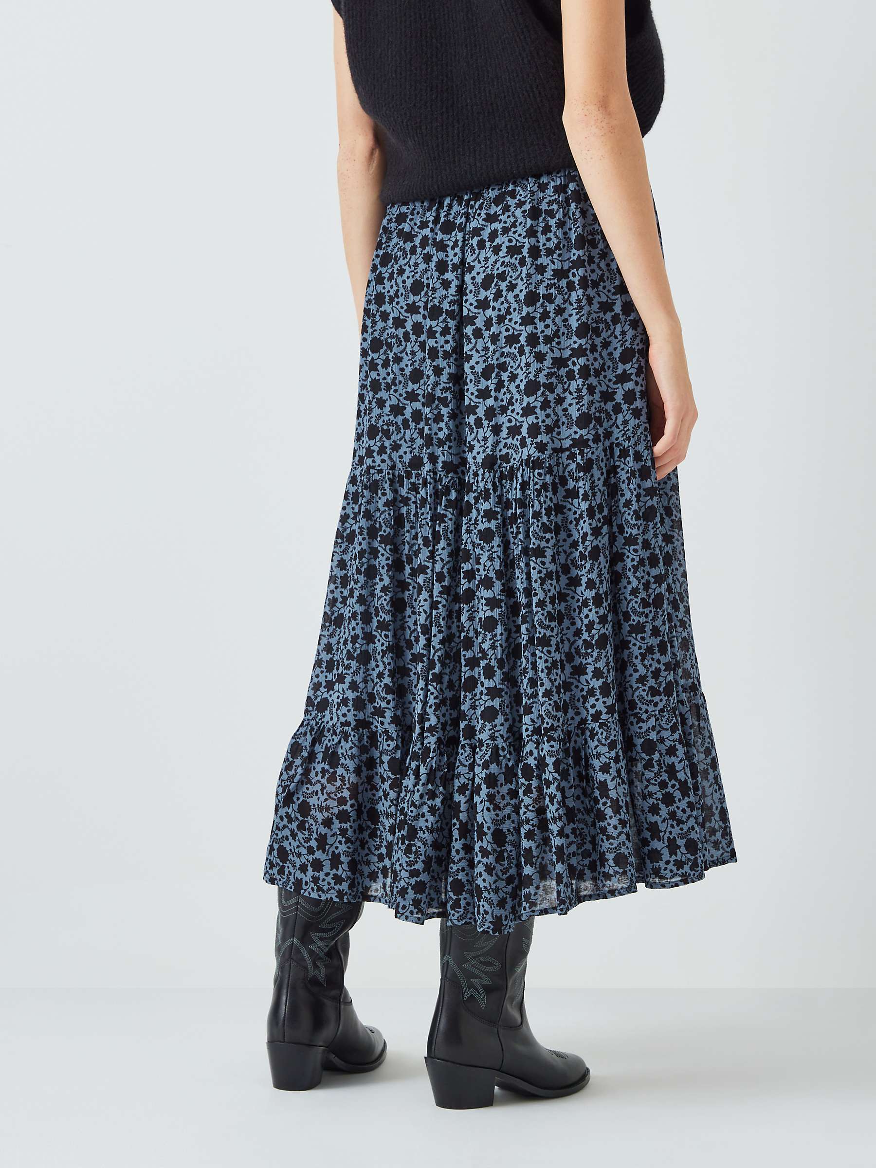 Buy AND/OR Foliage Midi Skirt, Blue/Multi Online at johnlewis.com