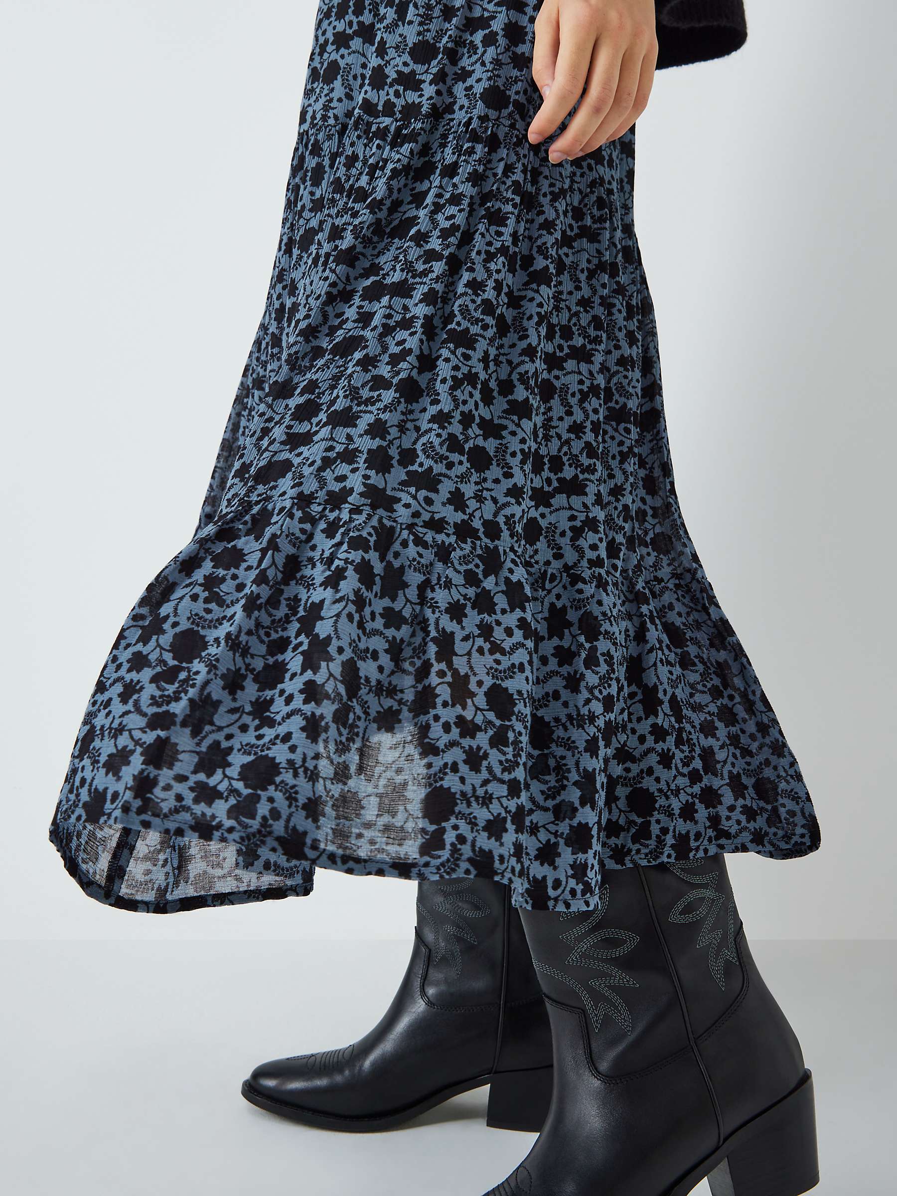 Buy AND/OR Foliage Midi Skirt, Blue/Multi Online at johnlewis.com