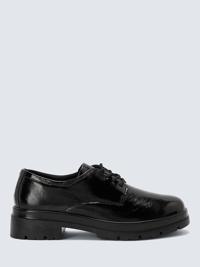 John Lewis Fifie Leather Comfort Lace Up Oxford Shoes, Vernice Nero Naplak