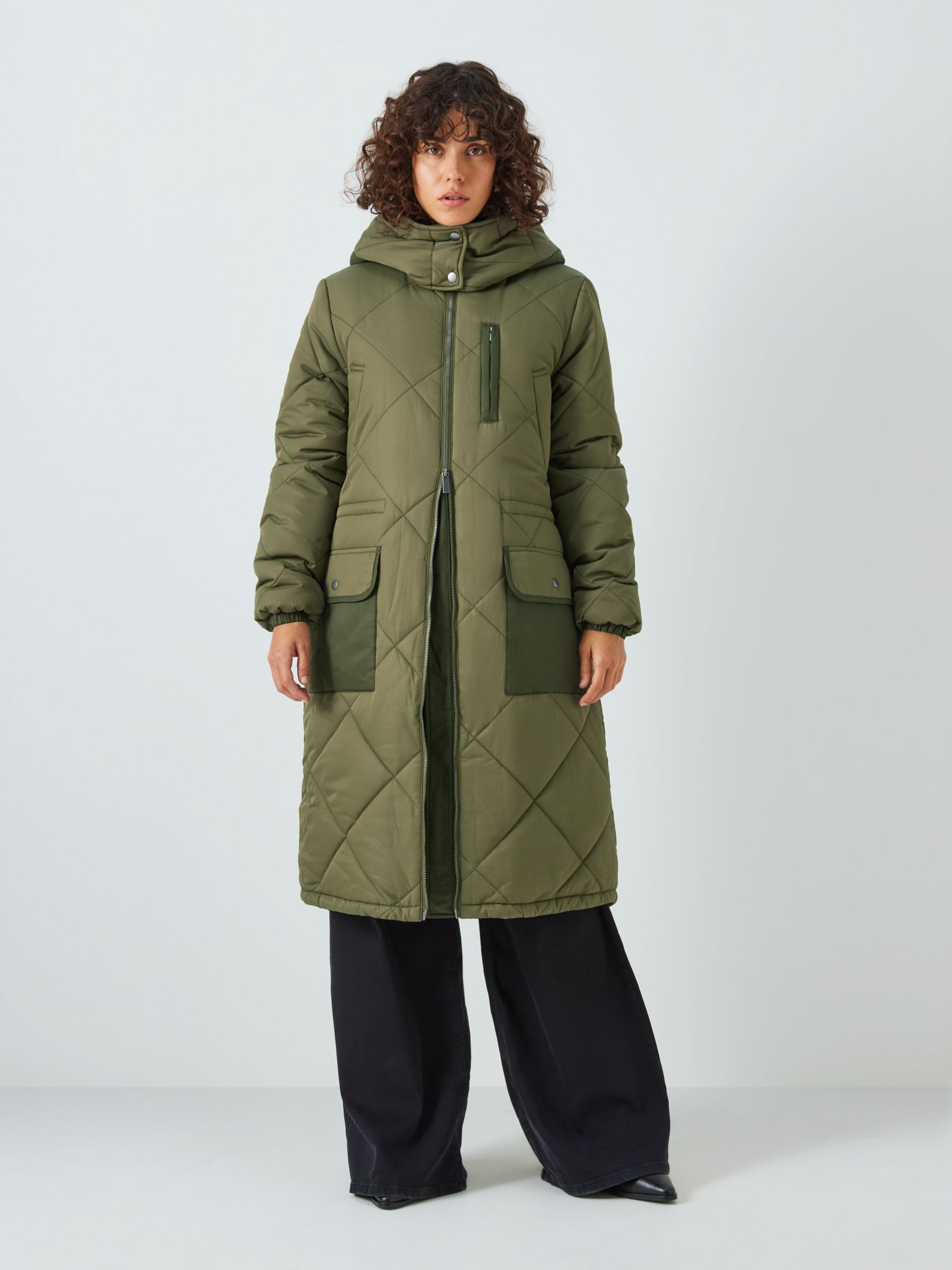 Buy AND/OR Nakita Quilted Parka, Khaki Online at johnlewis.com
