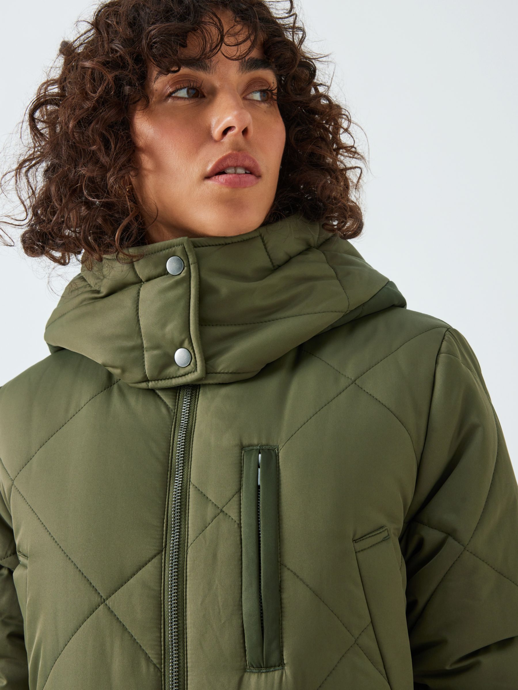 Buy AND/OR Nakita Quilted Parka, Khaki Online at johnlewis.com