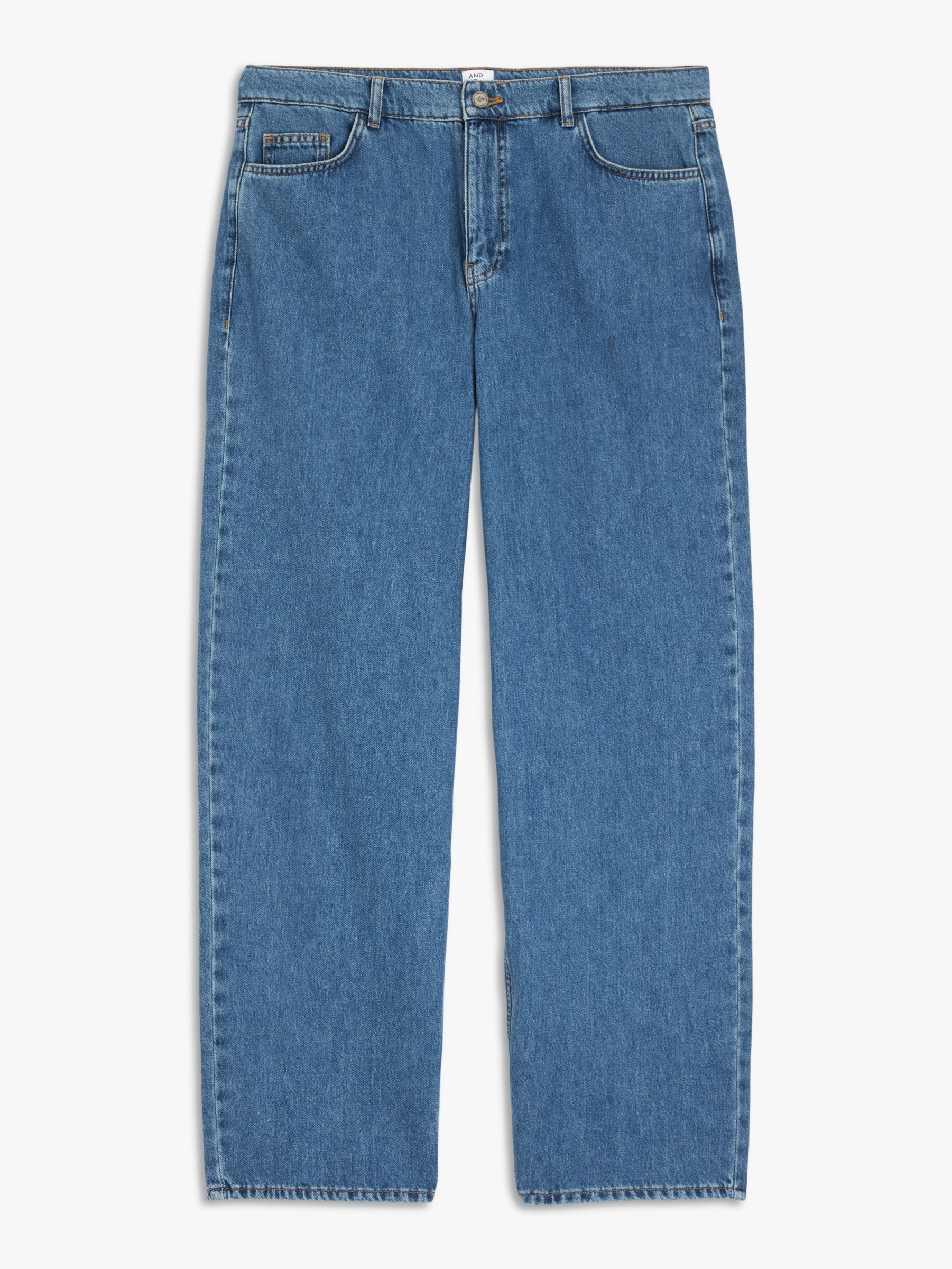 AND/OR Long Beach Baggy Jeans, Mid Blue Wash at John Lewis & Partners