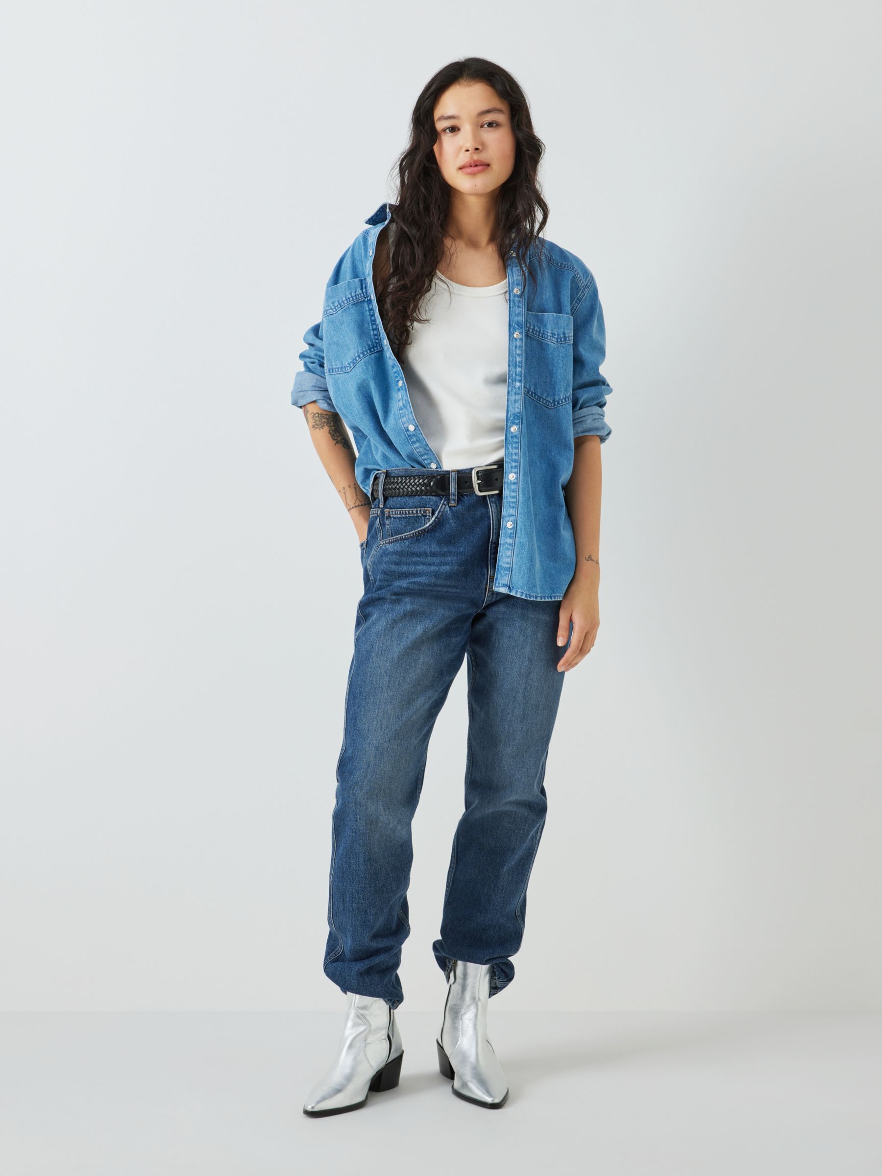 Buy AND/OR Melrose Straight Cut Jeans, Dark Blue Wash Online at johnlewis.com