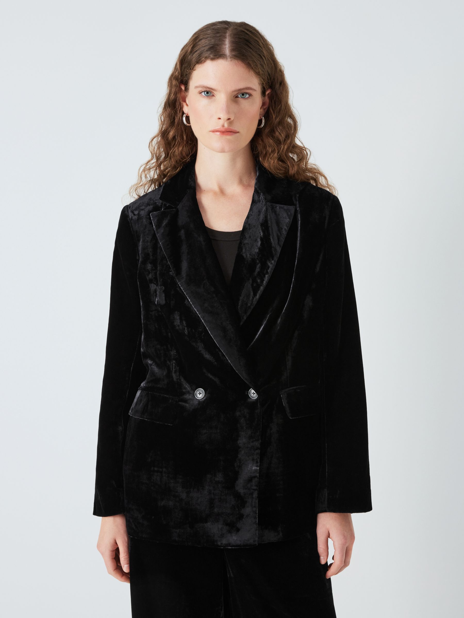 AND/OR Brooklyn Velvet Double Breasted Blazer, Black