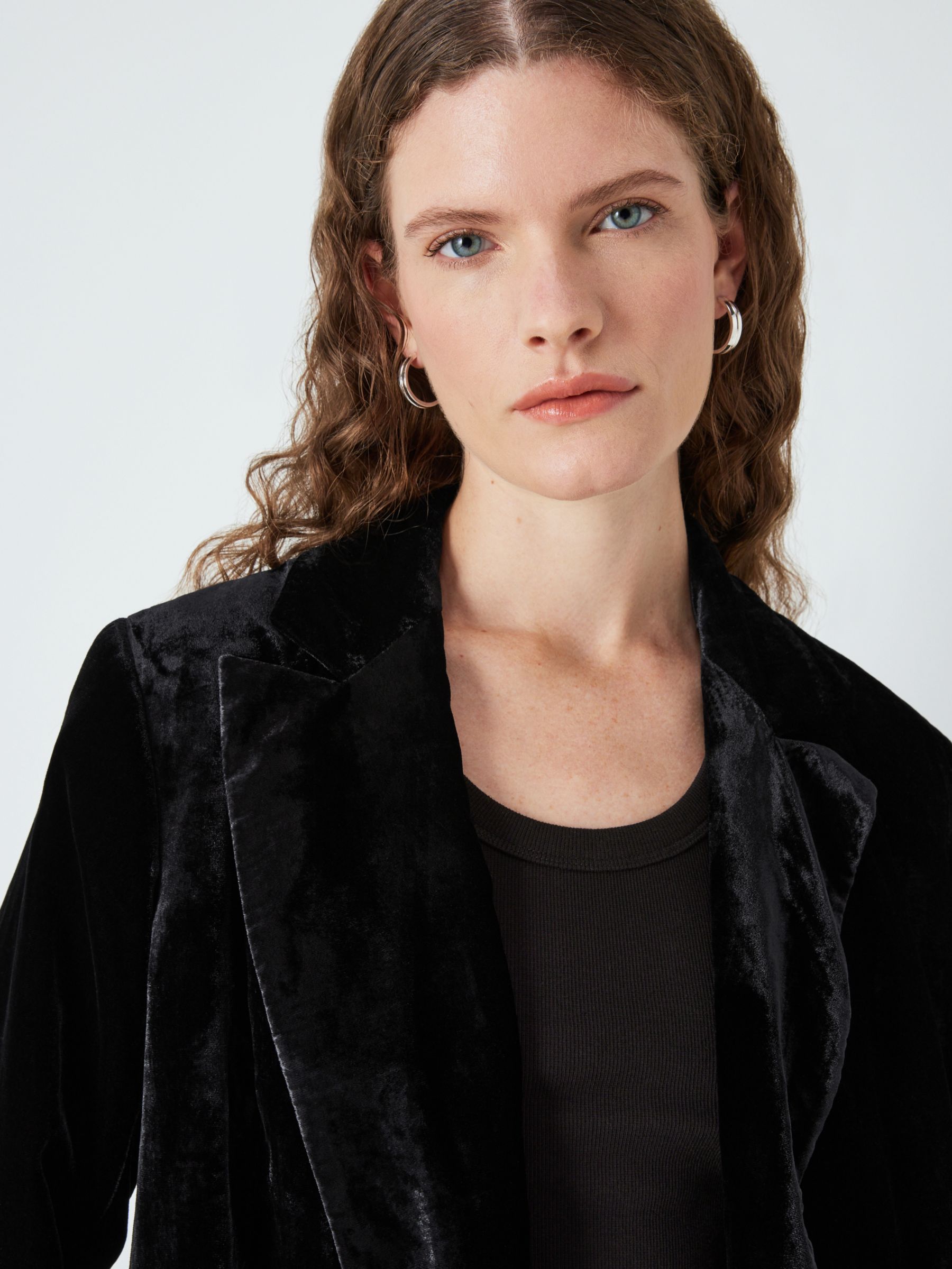 AND/OR Brooklyn Velvet Double Breasted Blazer, Black at John Lewis ...