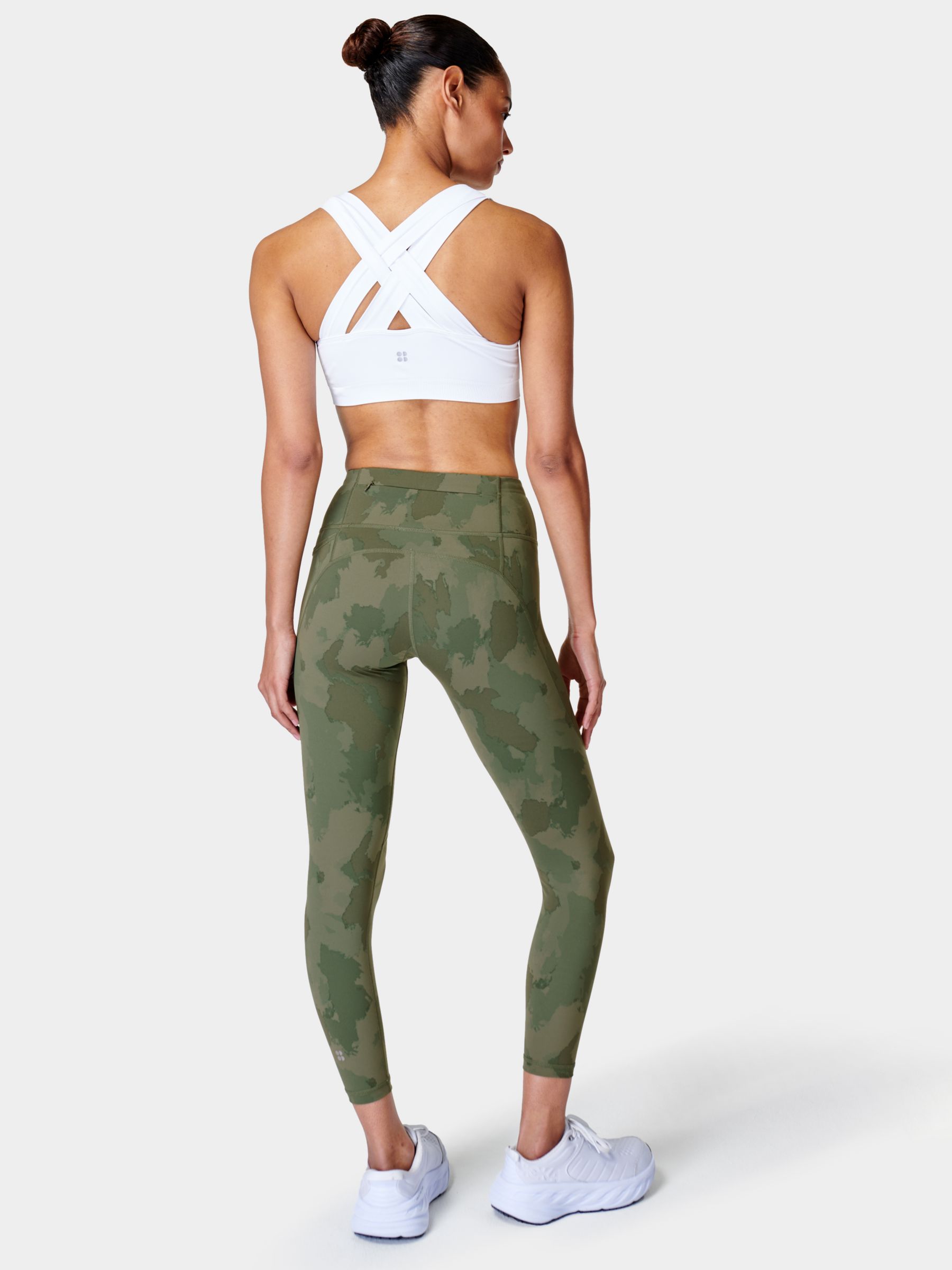 Sweaty Betty Power 7/8 Gym Leggings, Green Paint Camo Print at