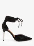 AND/OR Daisey Suede Sweetheart Topline Metal Heel Open Court Shoes, Black