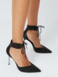 AND/OR Daisey Suede Sweetheart Topline Metal Heel Open Court Shoes, Black, Blk Metallic Shimmer