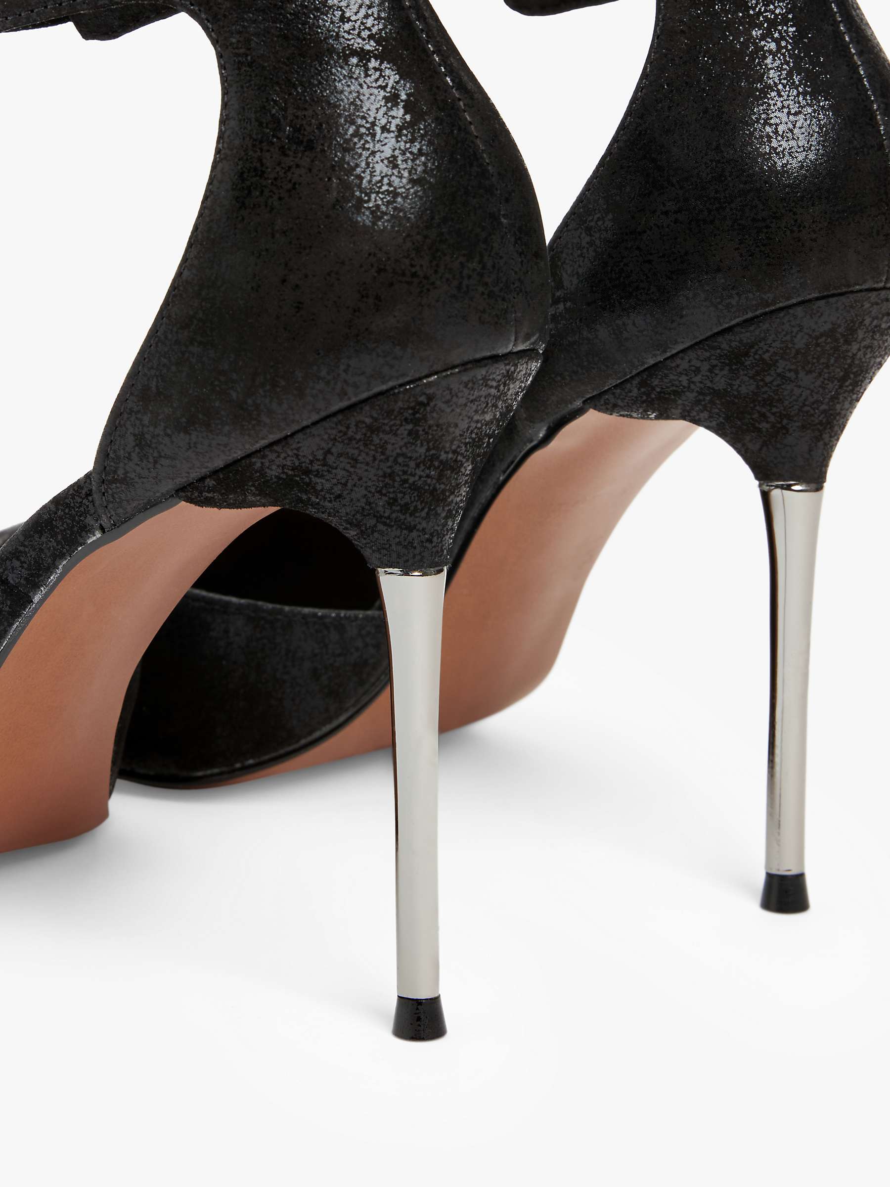 Buy AND/OR Daisey Suede Sweetheart Topline Metal Heel Open Court Shoes, Black Online at johnlewis.com