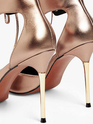 AND/OR Daisy Leather Sweetheart Topline Metal Heel Open Court Shoes, Gold