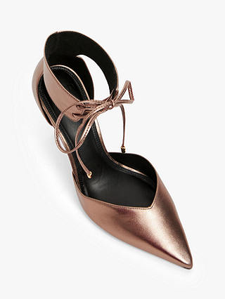 AND/OR Daisy Leather Sweetheart Topline Metal Heel Open Court Shoes, Gold