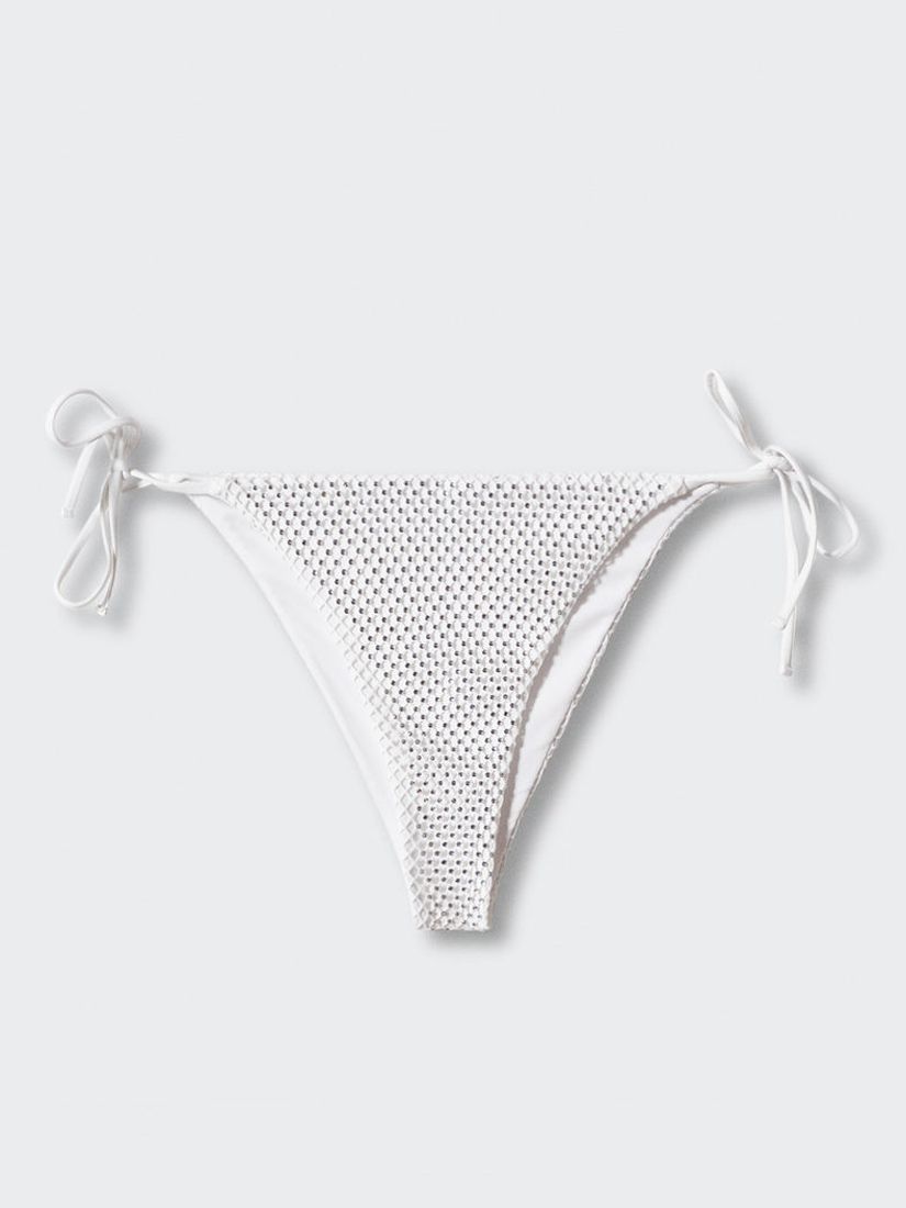 Mango Tracy Studded Bikini Bottoms, Natural White, S