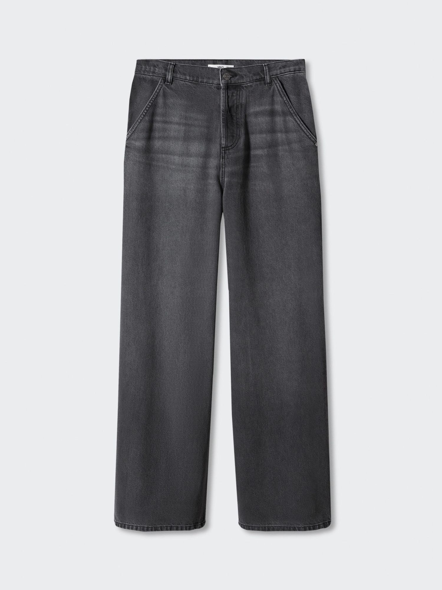 Mango Low Rise Wide Leg Alexa Jeans, Open Grey at John Lewis & Partners