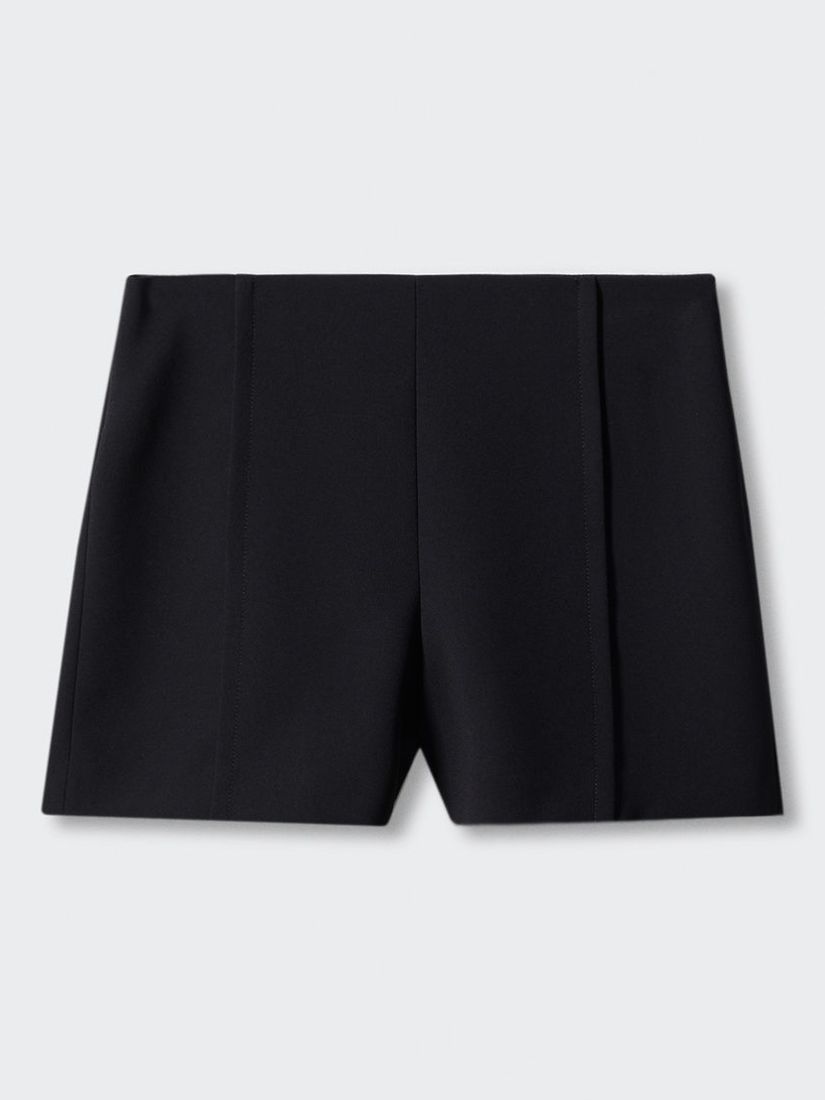 Mango Fica Pleated High Waist Shorts, Black at John Lewis & Partners
