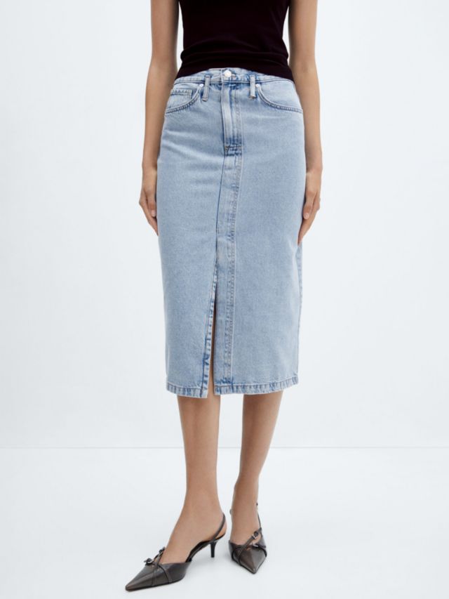 Mango Soleil Denim Skirt, Open Blue, XXS