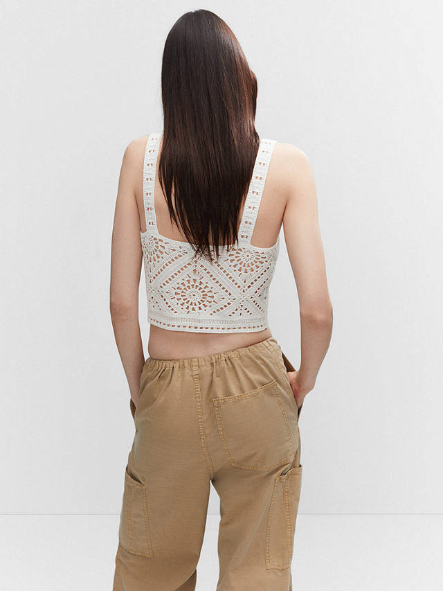 Mango Martes Knitted Crop Top, White
