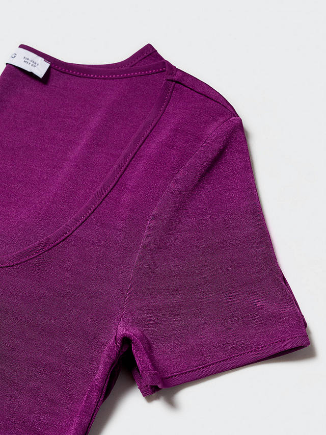 Mango Opal Low Neck T-Shirt, Medium Purple