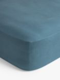 John Lewis Warm & Cosy Brushed Cotton Deep Fitted Sheet, Bluestone
