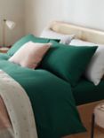 John Lewis Warm & Cosy Plain Brushed Cotton Bedding, Green