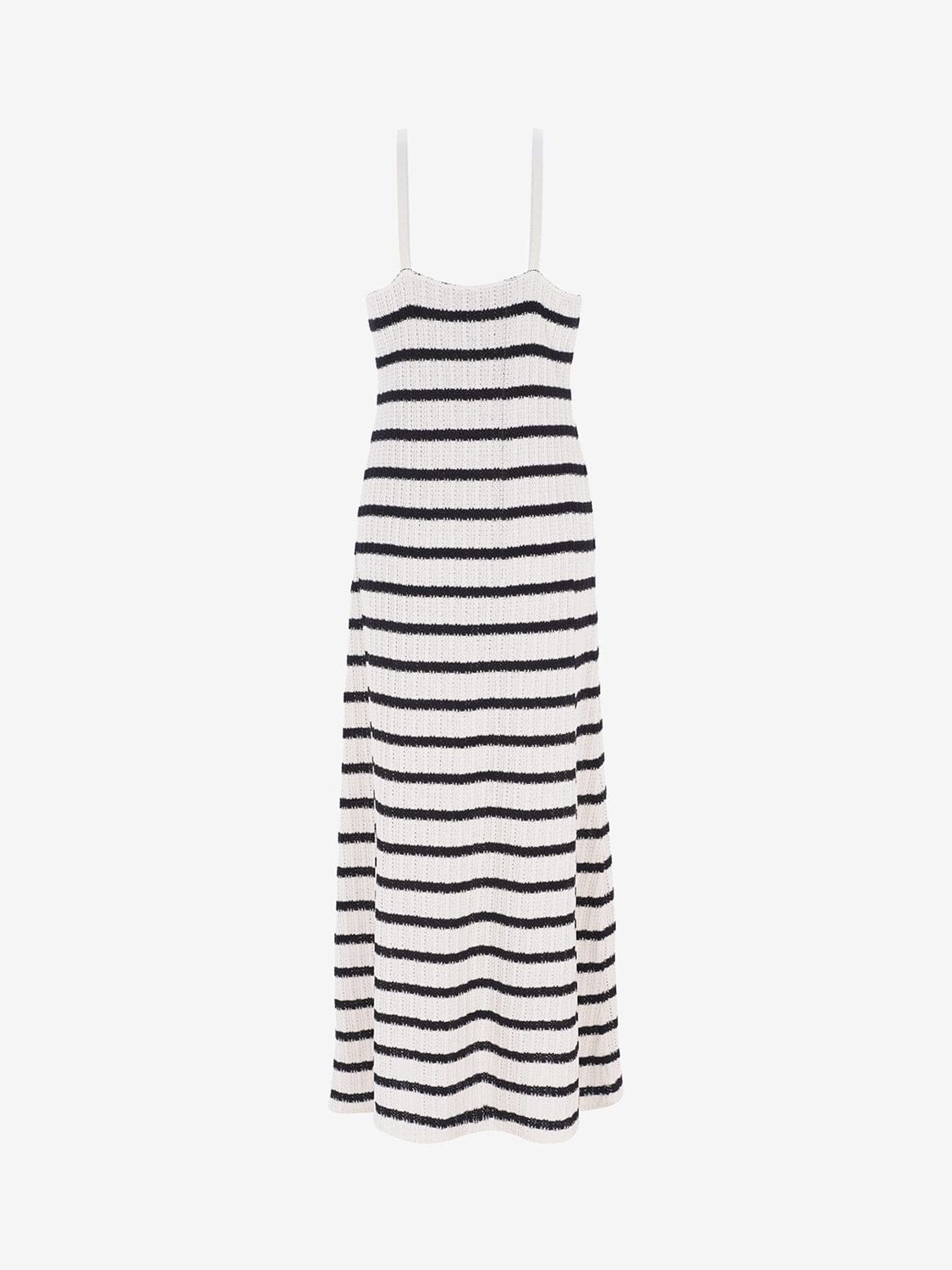 Mint Velvet Halter Texture Stripe Maxi Dress, White Ivory, XS