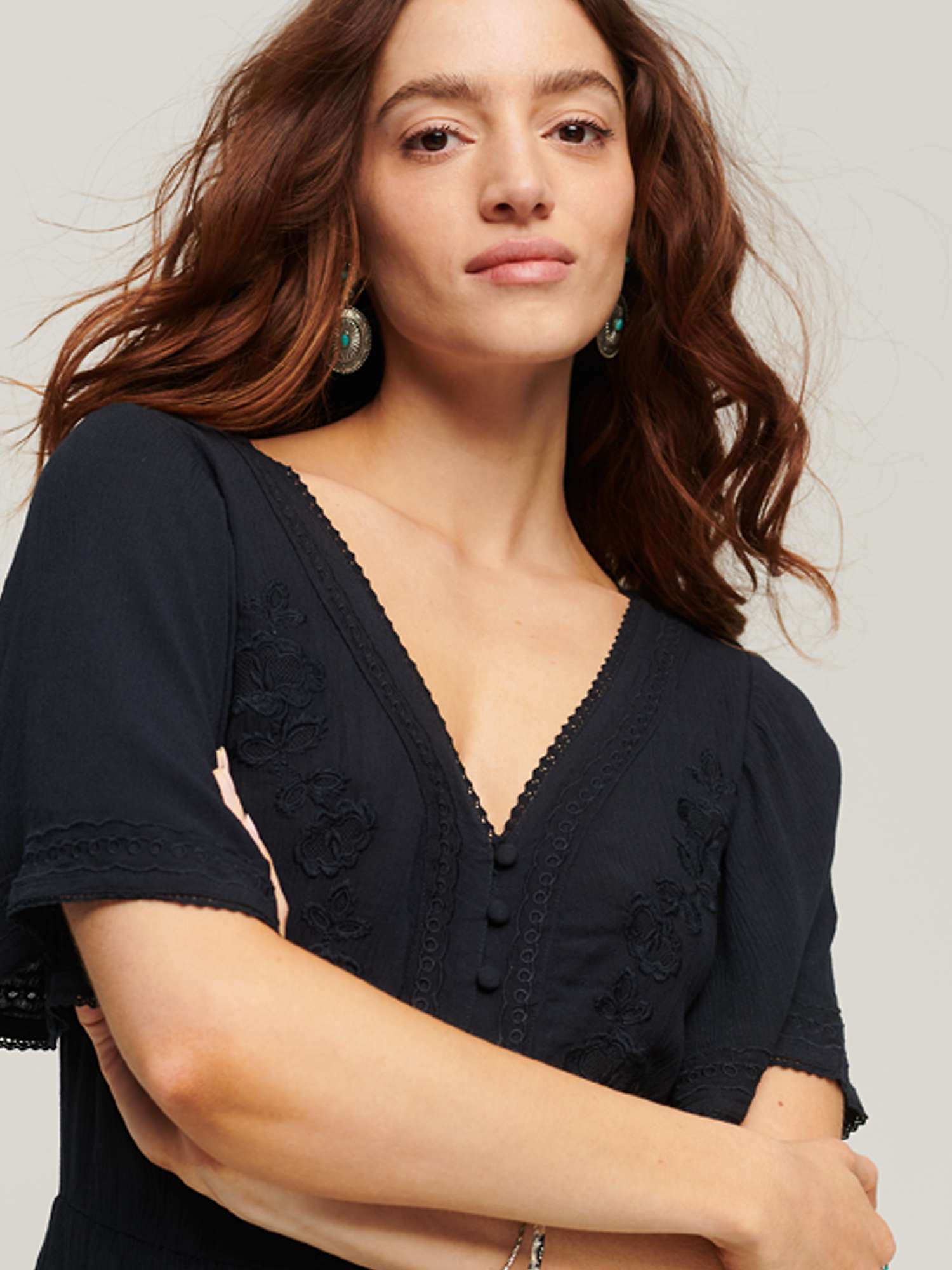Buy Superdry Embroidered Tiered Midi Dress Online at johnlewis.com