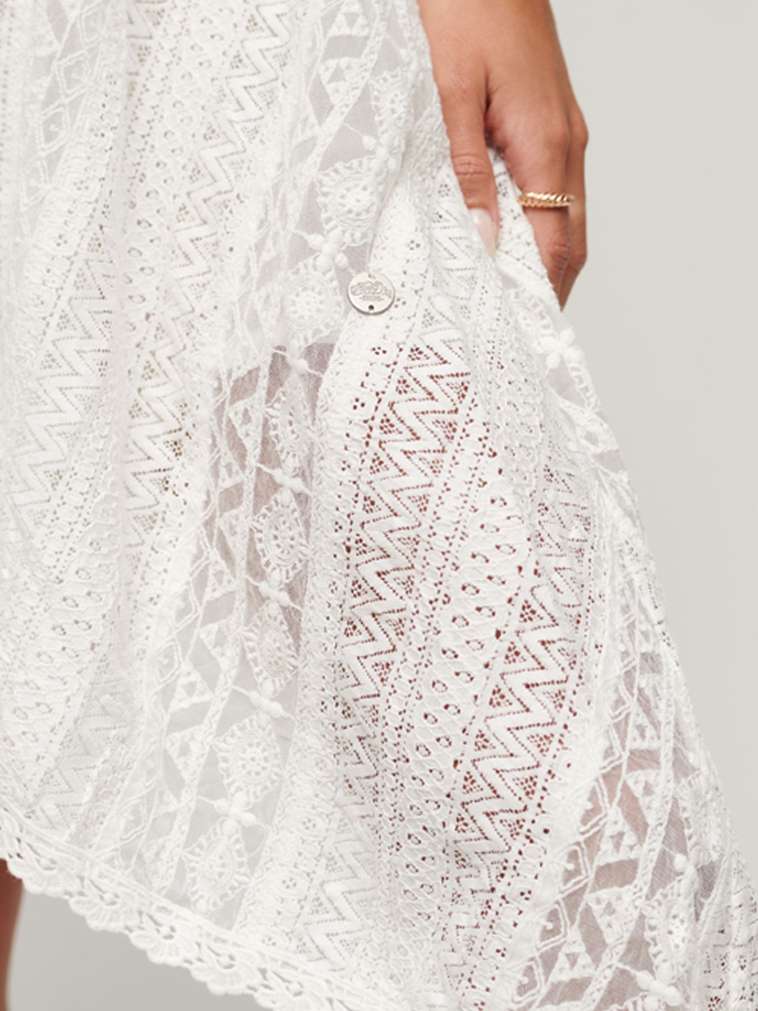 Superdry All Lace Midi Dress, Off White, 6