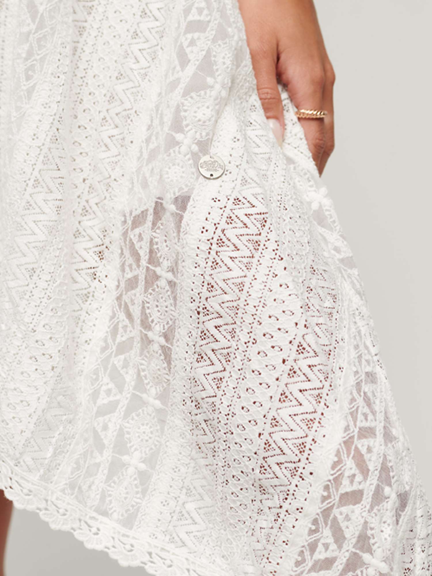 Buy Superdry All Lace Midi Dress, Off White Online at johnlewis.com