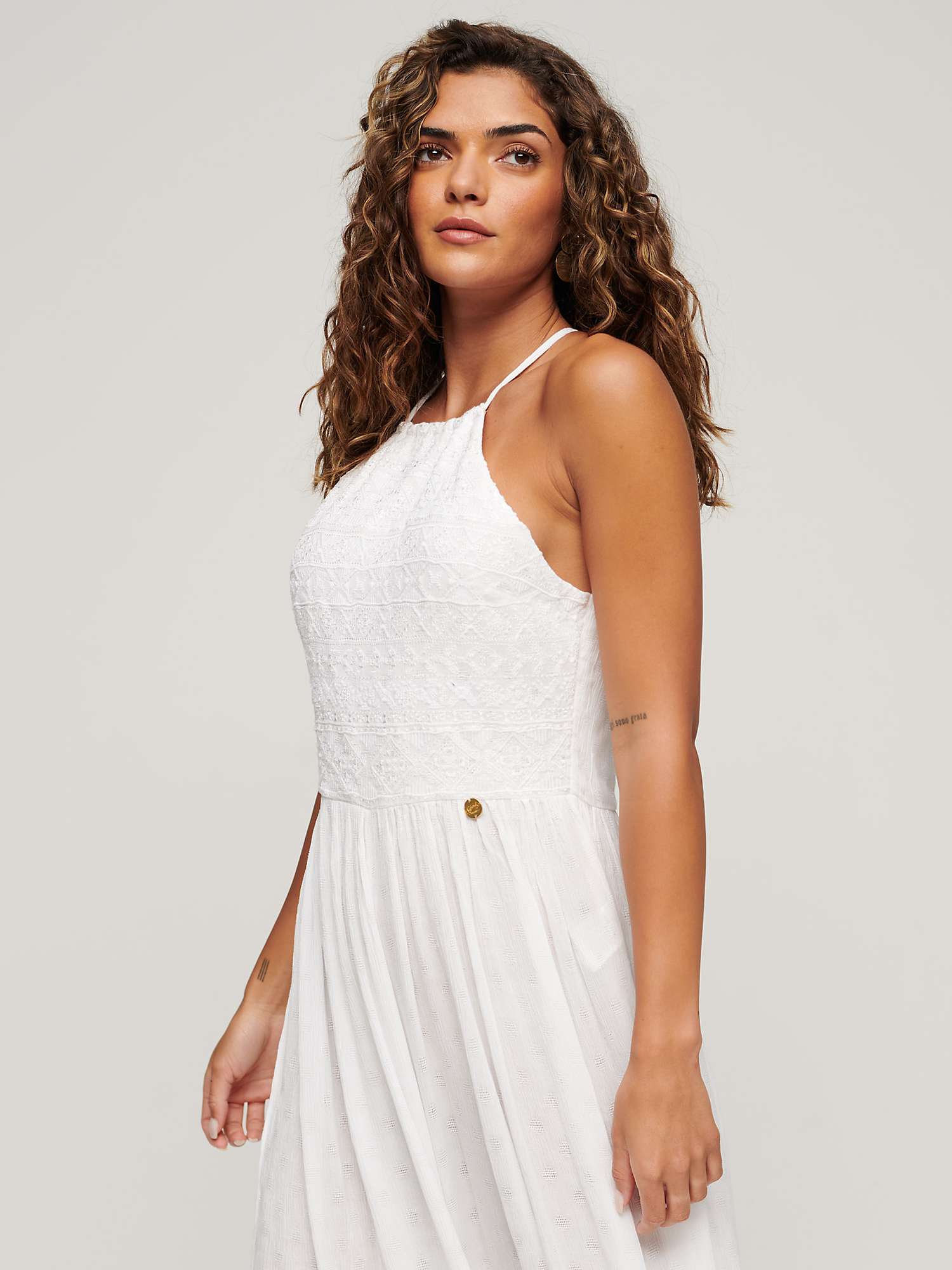 Buy Superdry Embroidered Jumpsuit, Off White Online at johnlewis.com