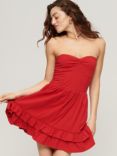 Superdry 50s Lace Bandeau Mini Dress, Risk Red
