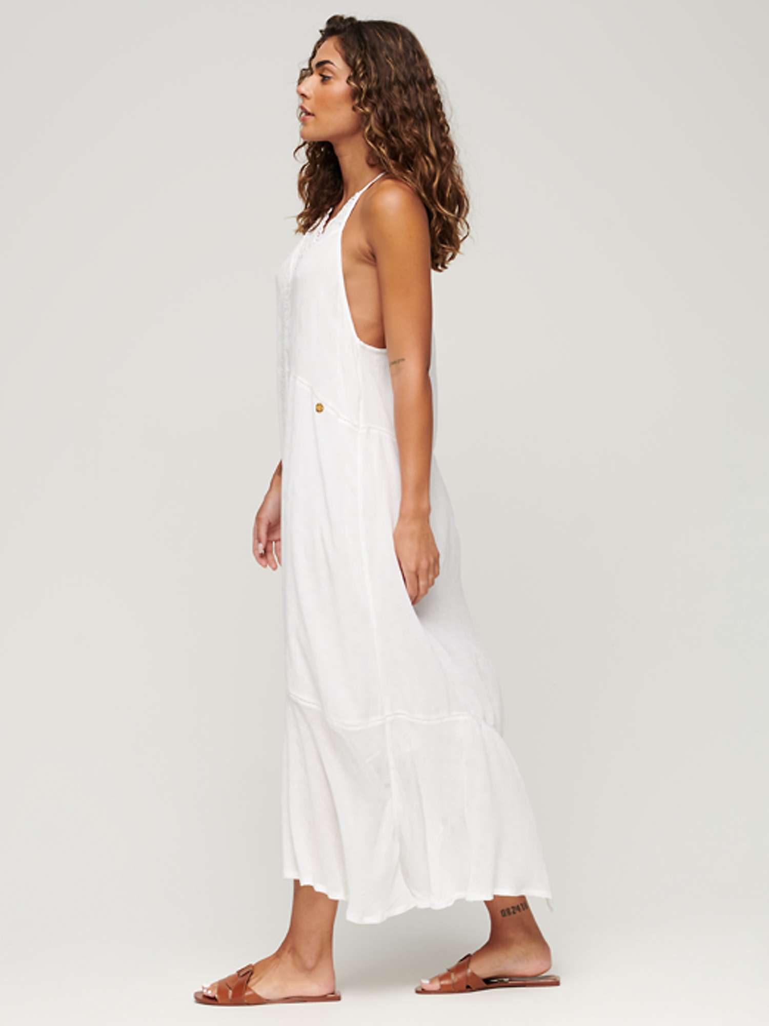 Buy Superdry Lace Trim Maxi Dress, Off White Online at johnlewis.com