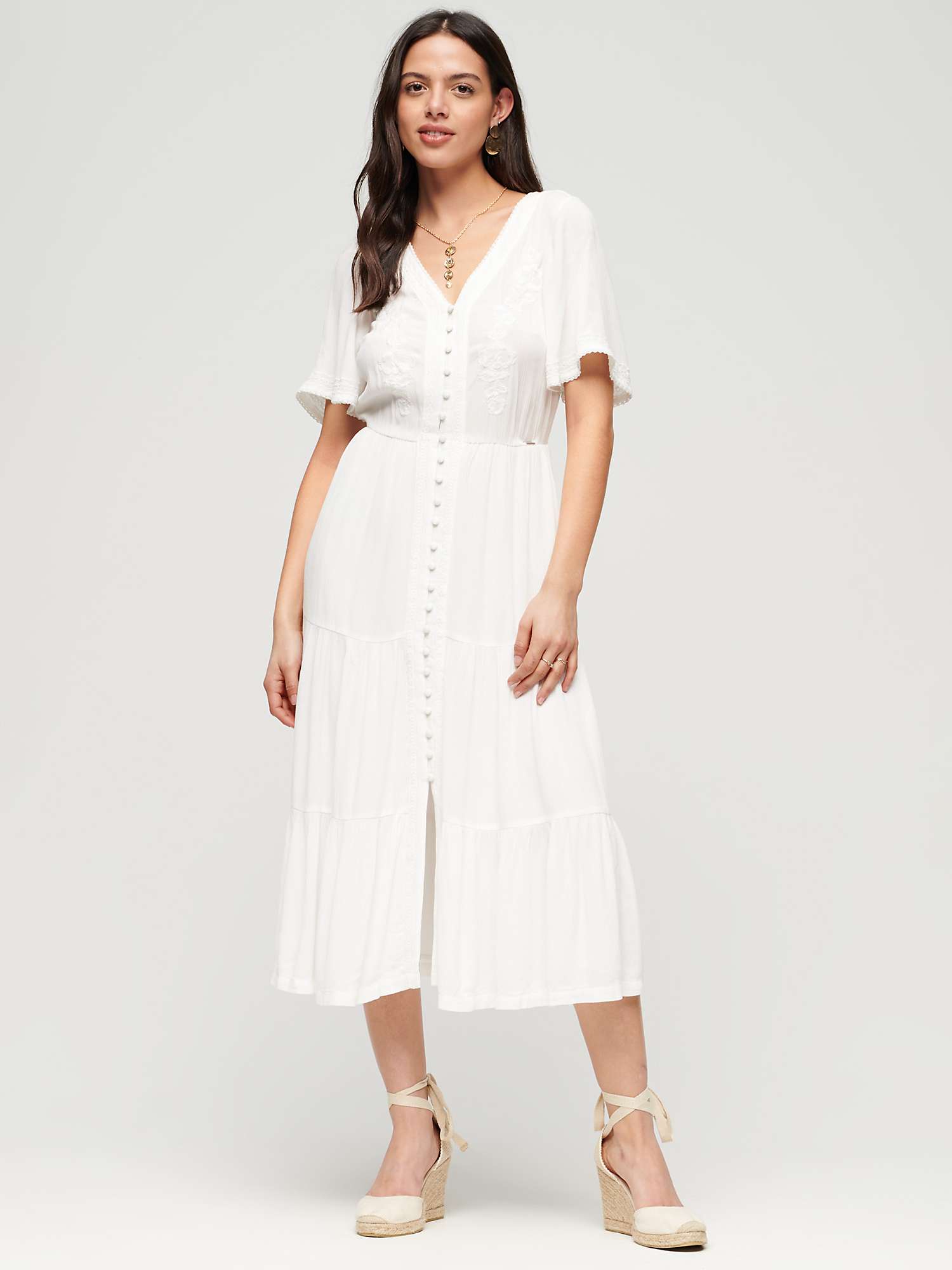 Buy Superdry Embroidered Tiered Midi Dress Online at johnlewis.com