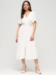 Superdry Embroidered Tiered Midi Dress, Off White