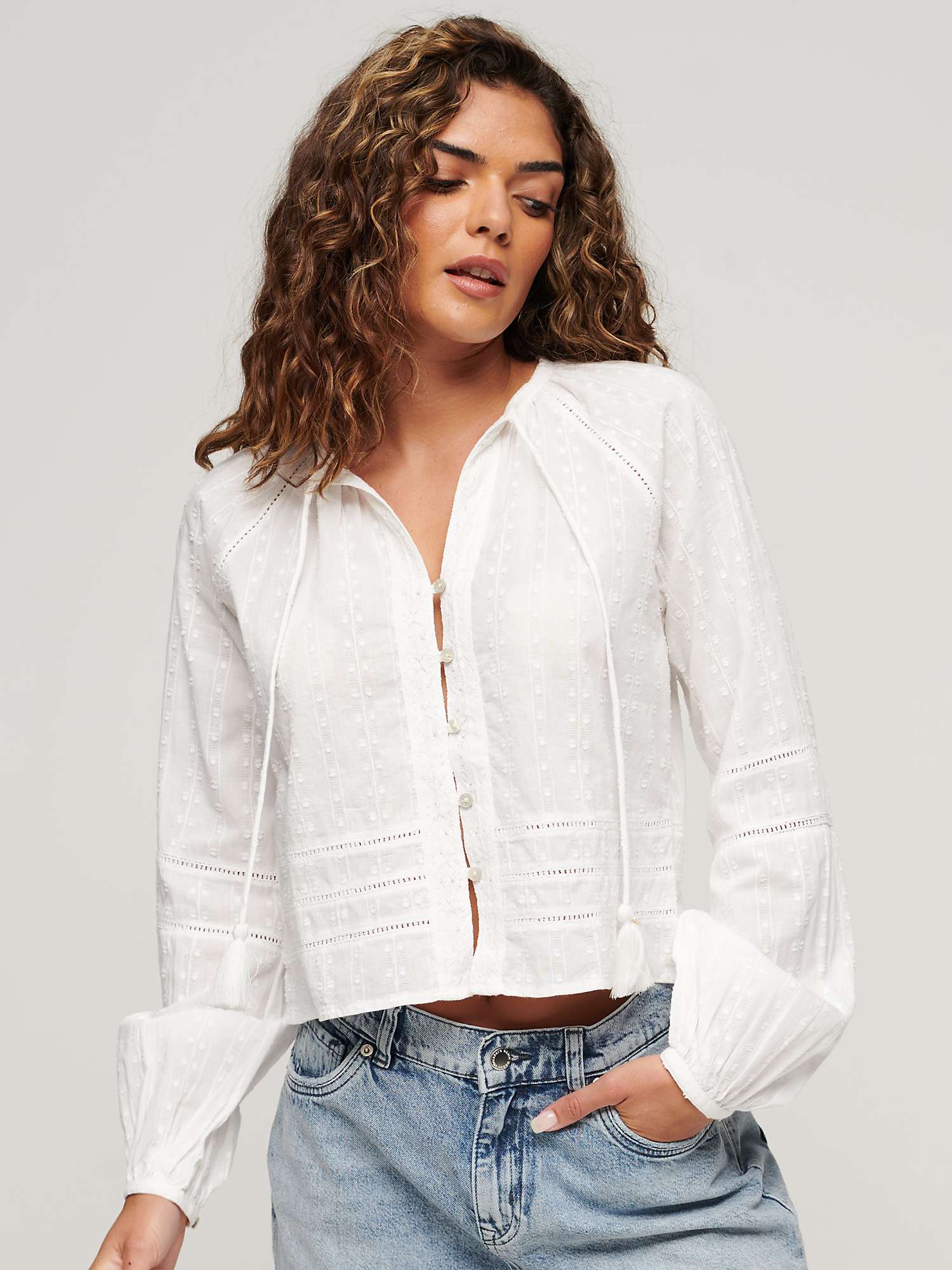 Superdry Cotton Beach Top, Off White at John Lewis & Partners