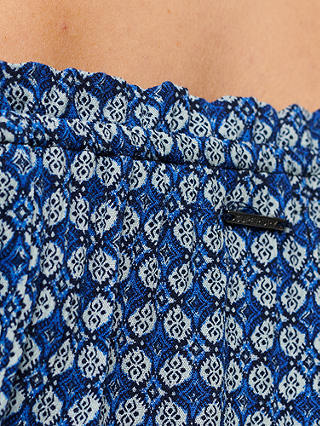 Superdry Smocked Short Sleeve Crop Top, Mini Geo Blue