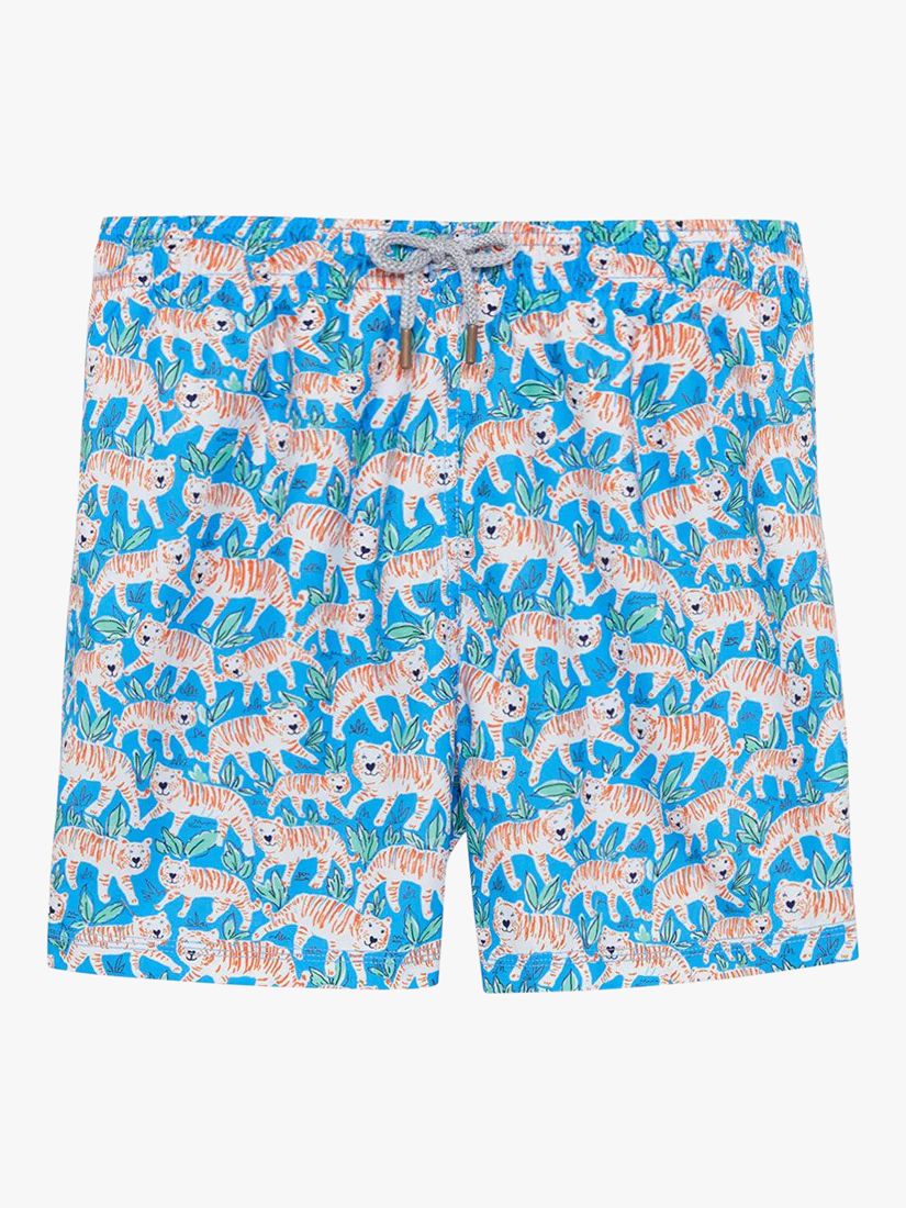 Trotters Tiger Swim Shorts, Aqua/Tiger, S