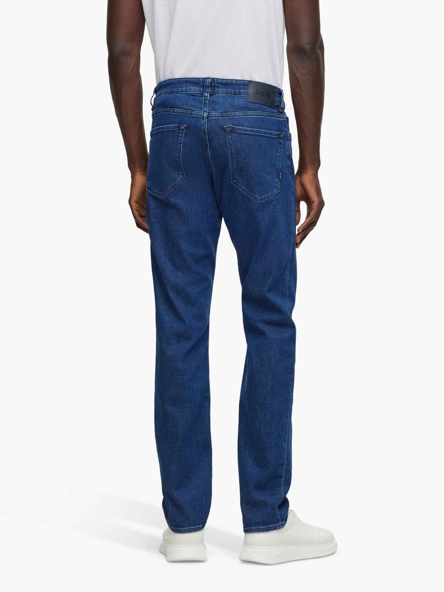 BOSS Maine3 Regular Fit Stretch Cotton Jeans, Bright Blue at John Lewis ...