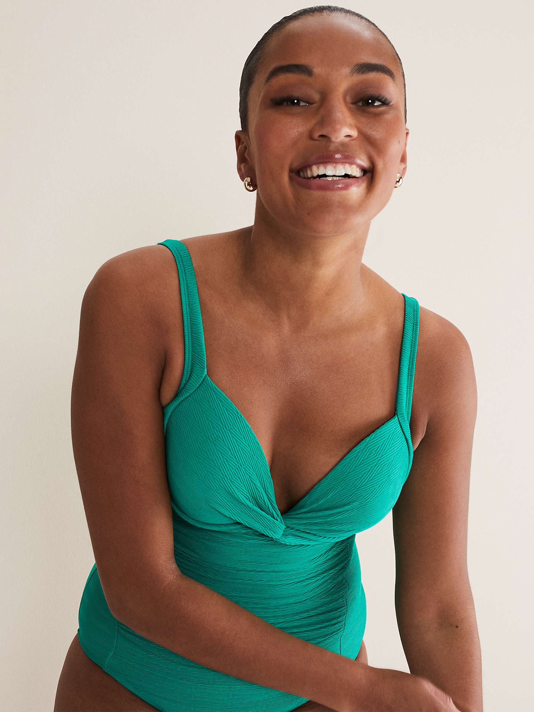 Buy Phase Eight Textured Twist Swimsuit, Green Online at johnlewis.com