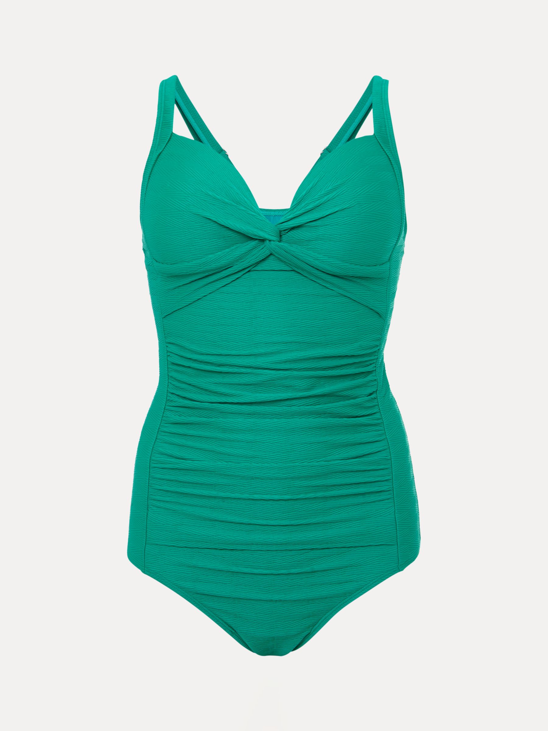 Phase Eight Textured Twist Swimsuit, Green, 8