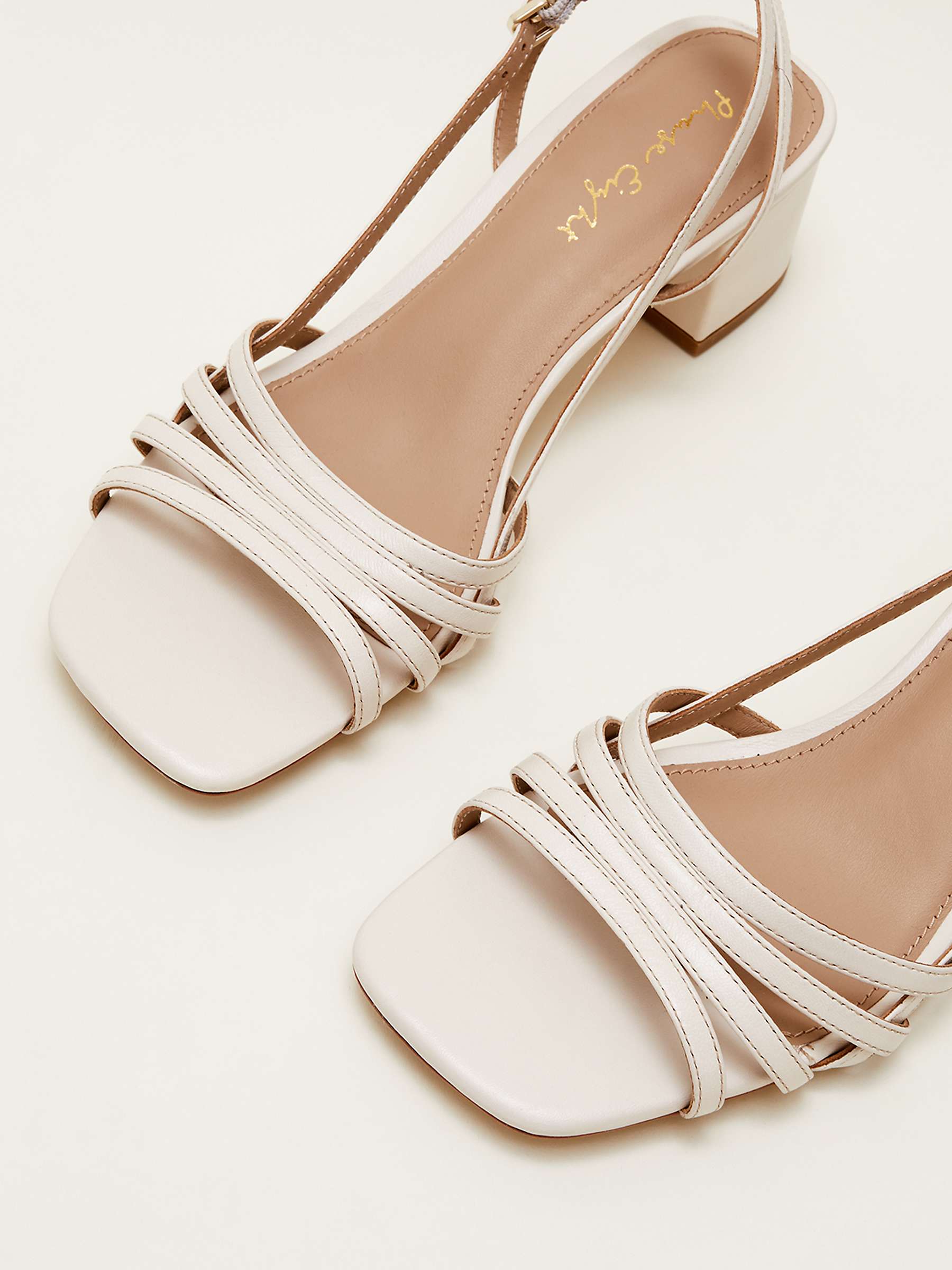 Buy Phase Eight Block Heel Leather Slingback Sandals, Cream Online at johnlewis.com