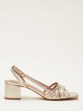 Phase Eight Leather Block Heel Strappy Sandals, Gold