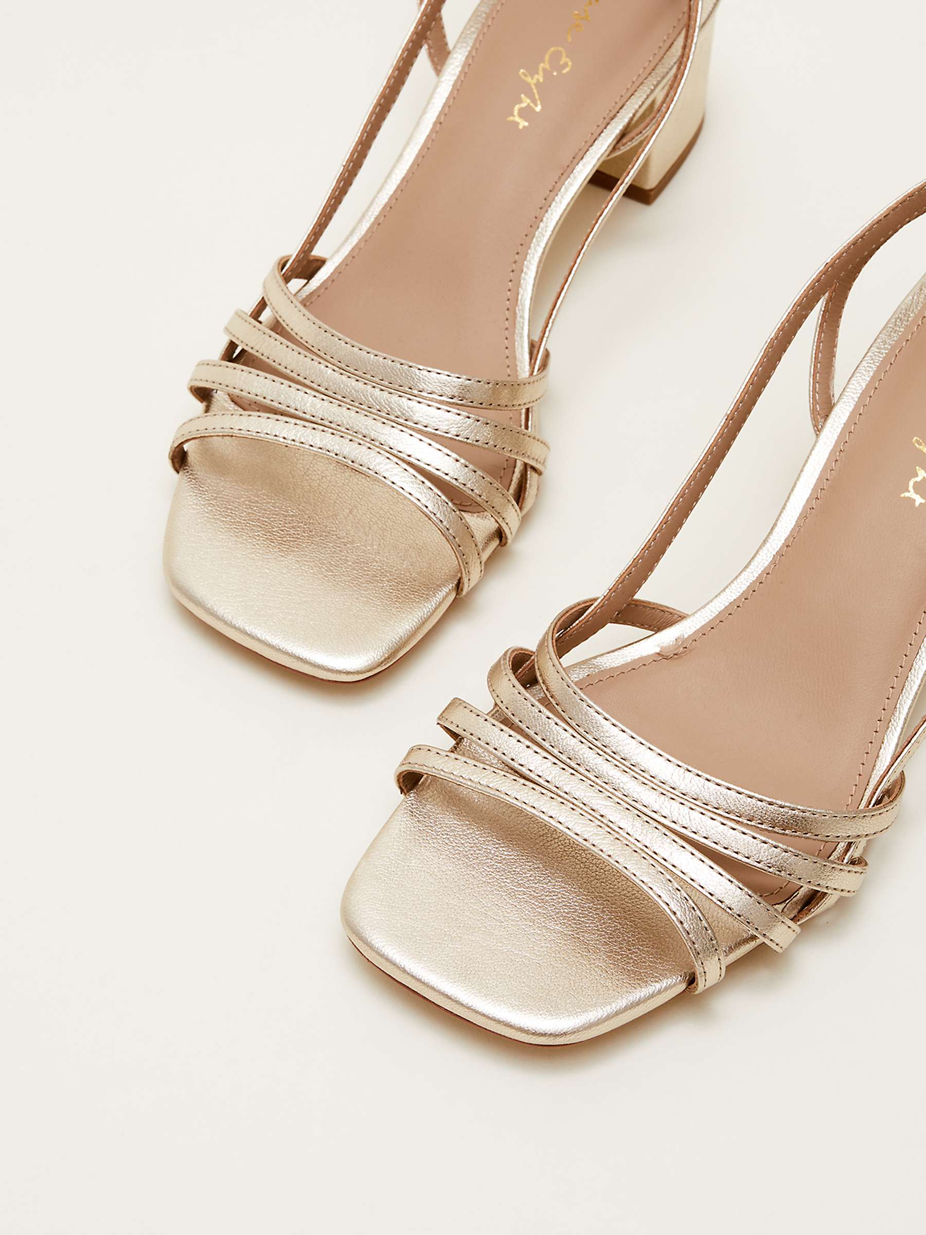 Buy Phase Eight Leather Block Heel Strappy Sandals, Gold Online at johnlewis.com